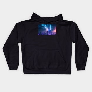 Futuristic city with beautiful sky landscape Kids Hoodie